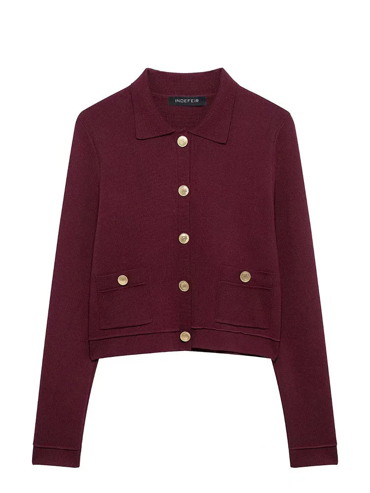 Strick Zweiteiler Damen – Eleganter Cardigan mit Knöpfen & Minirock